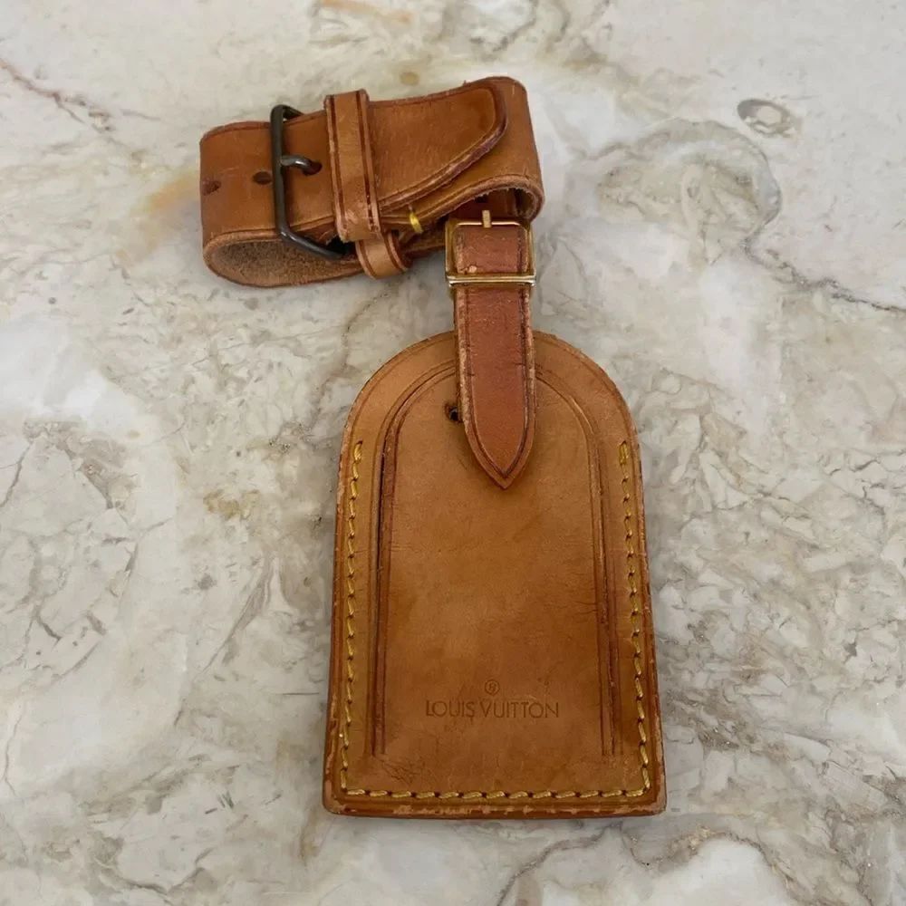 Vintage Louis Vuitton Vachetta Leather Luggage Tag & Poignet